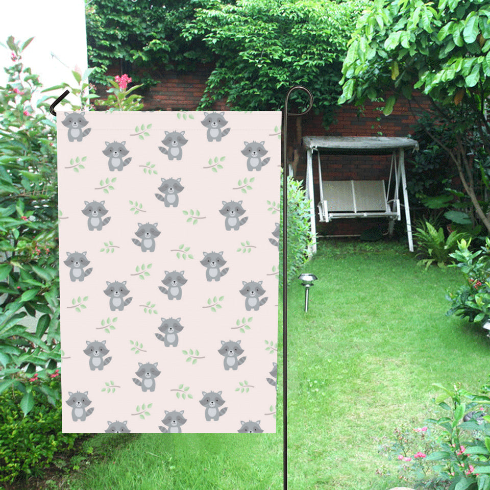 cute raccoons leaves pattern House Flag Garden Flag