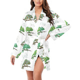 Chameleon lizard pattern Women's Long Sleeve Belted Night Robe