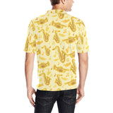 Saxophone cornet pattern yellow background Men's All Over Print Polo Shirt