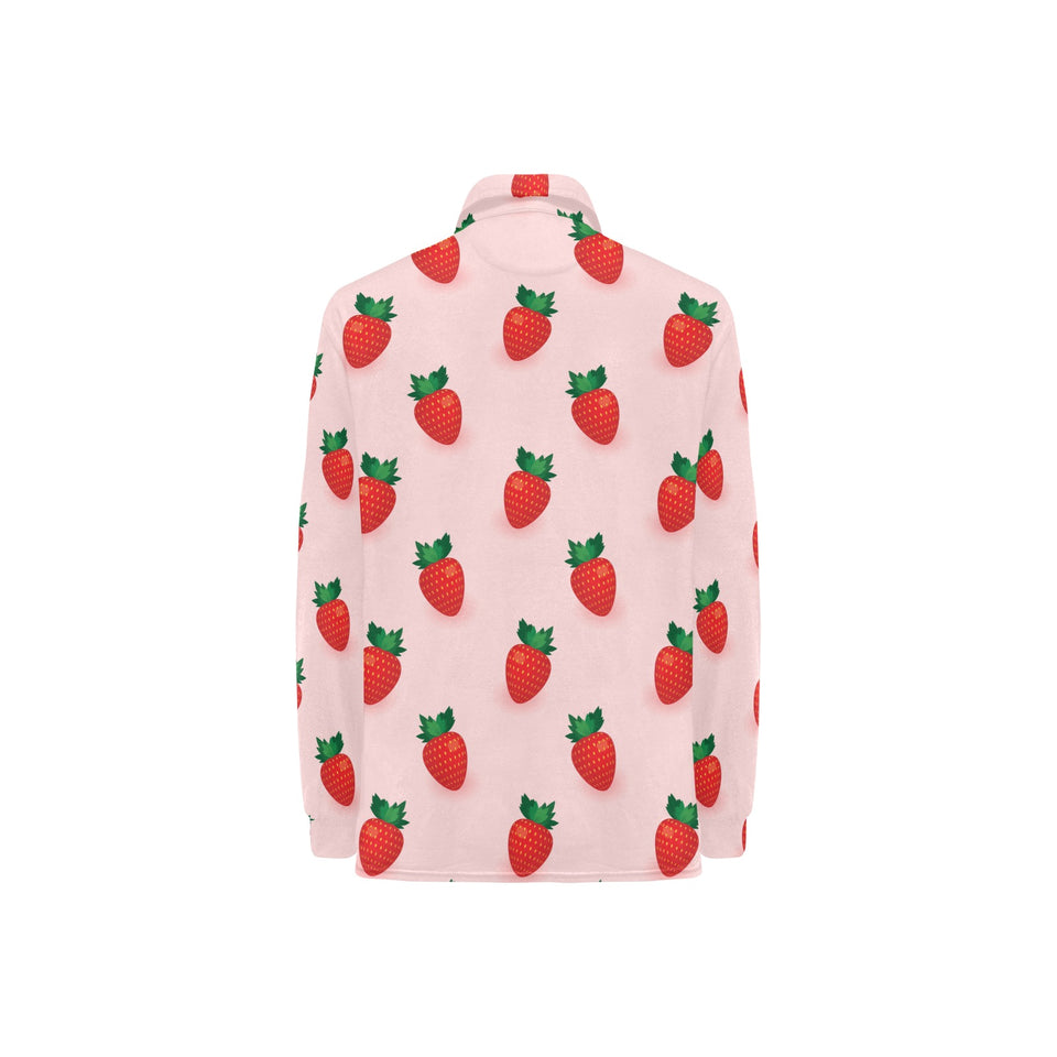 Strawberry beautiful pattern Women's Long Sleeve Polo Shirt