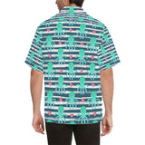 Cute octopuses heart striped background Men's All Over Print Hawaiian Shirt