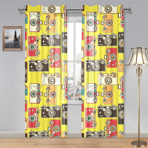 Camera Pattern Print Design 02 Gauze Curtain