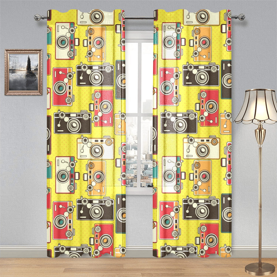 Camera Pattern Print Design 02 Gauze Curtain