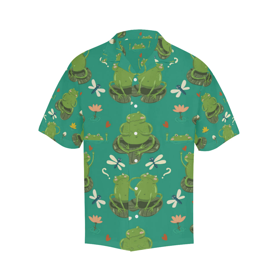 Cute frog dragonfly design pattern Men's All Over Print Hawaiian Shirt