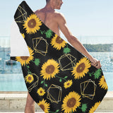 sunflower golden polygonal shapes Beach Towel