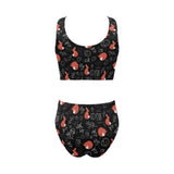 fox sleeping fox pattern Chest Bowknot High Waisted Bikini Swimsuit