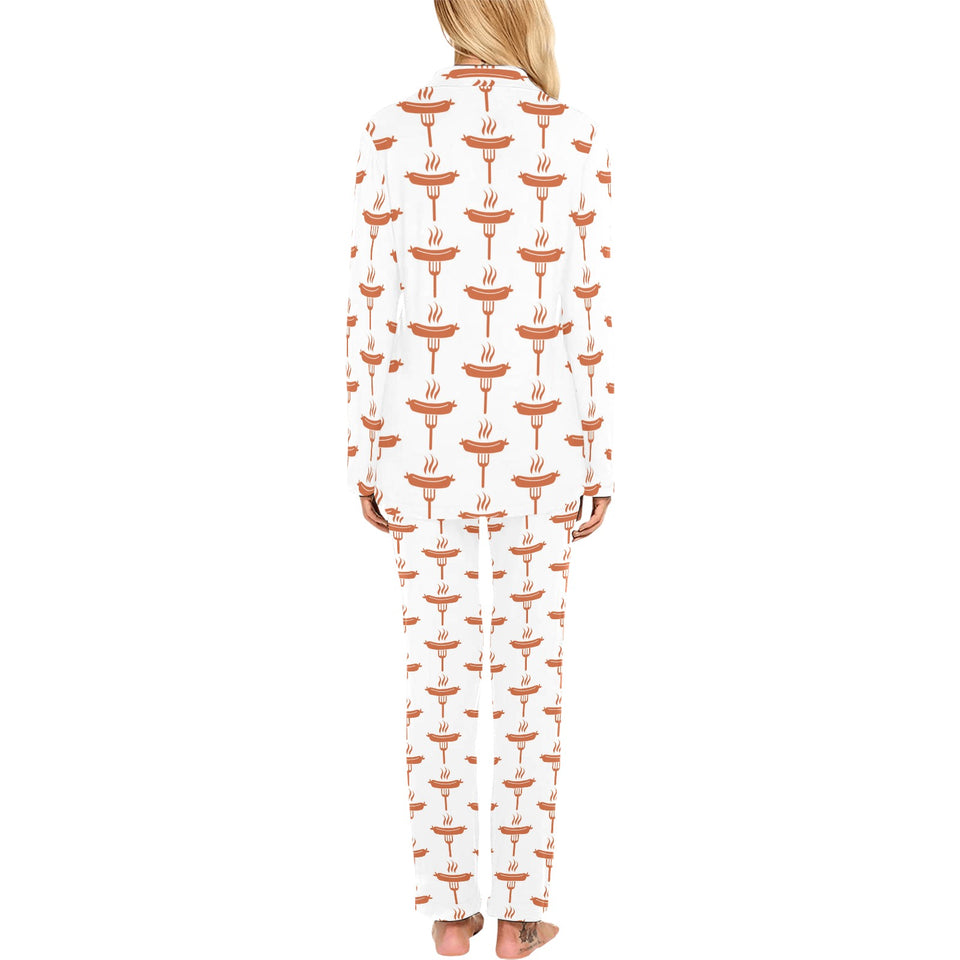 Sausage Pattern Print Design 05 Women's Long Pajama Set