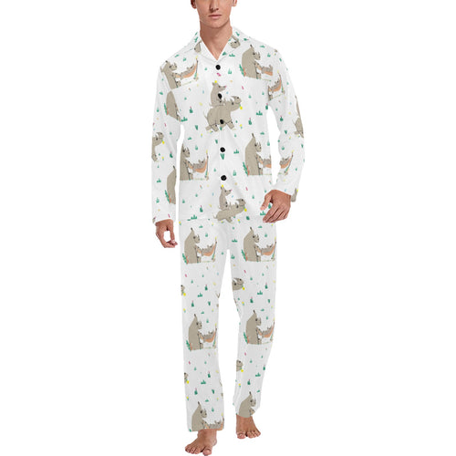Cute Rhino pattern background Men's Long Pajama Set