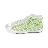 Lime design pattern Men's High Top Canvas Shoes White