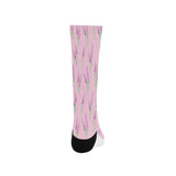 Lavender pattern pink background Crew Socks