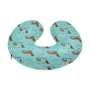 Dachshund decorative background U-Shaped Travel Neck Pillow