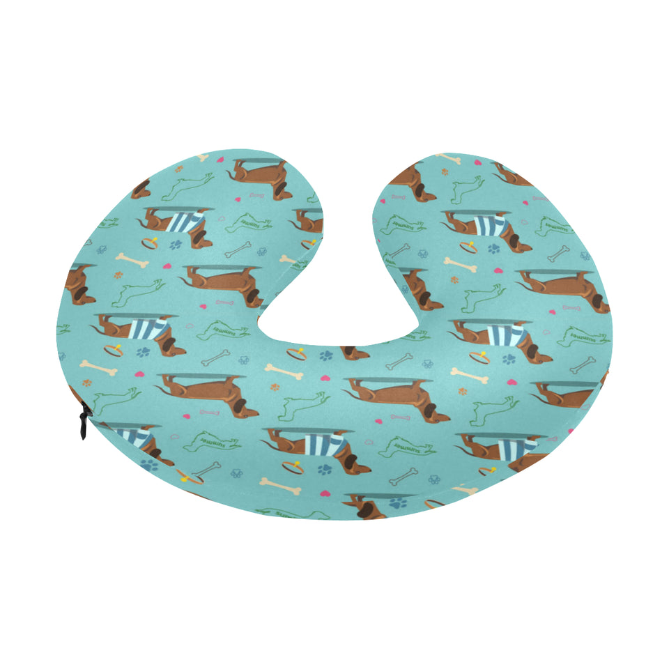 Dachshund decorative background U-Shaped Travel Neck Pillow