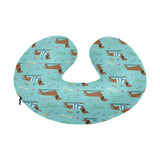 Dachshund decorative background U-Shaped Travel Neck Pillow