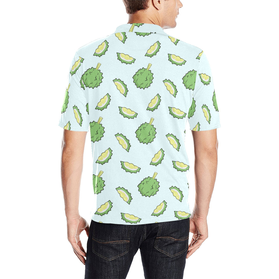 Durian pattern blue background Men's All Over Print Polo Shirt