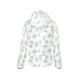 Pastel color cactus pattern Women's Padded Hooded Jacket