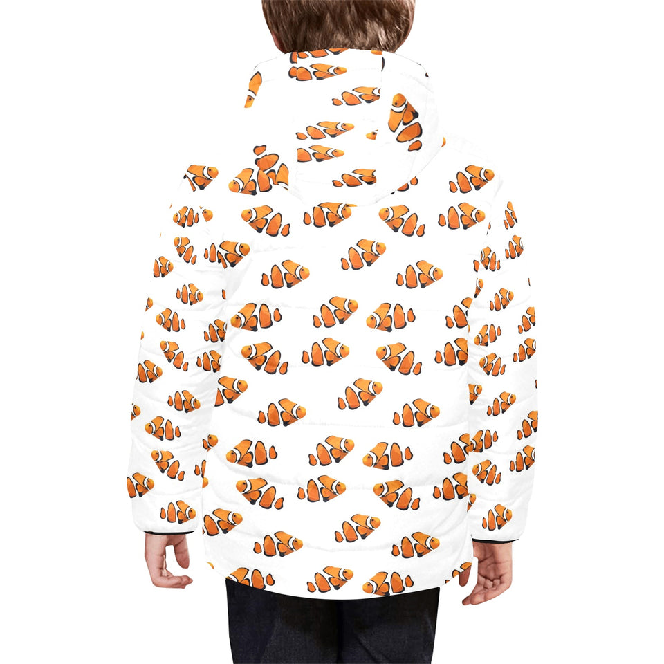 Clown Fish Pattern Print Design 03 Kids' Boys' Girls' Padded Hooded Jacket