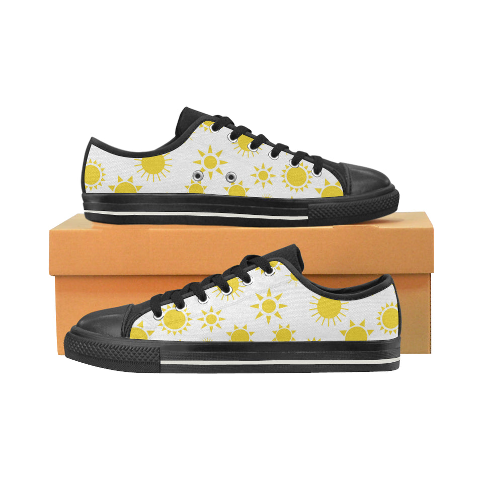 Sun pattern Women's Low Top Canvas Shoes Black
