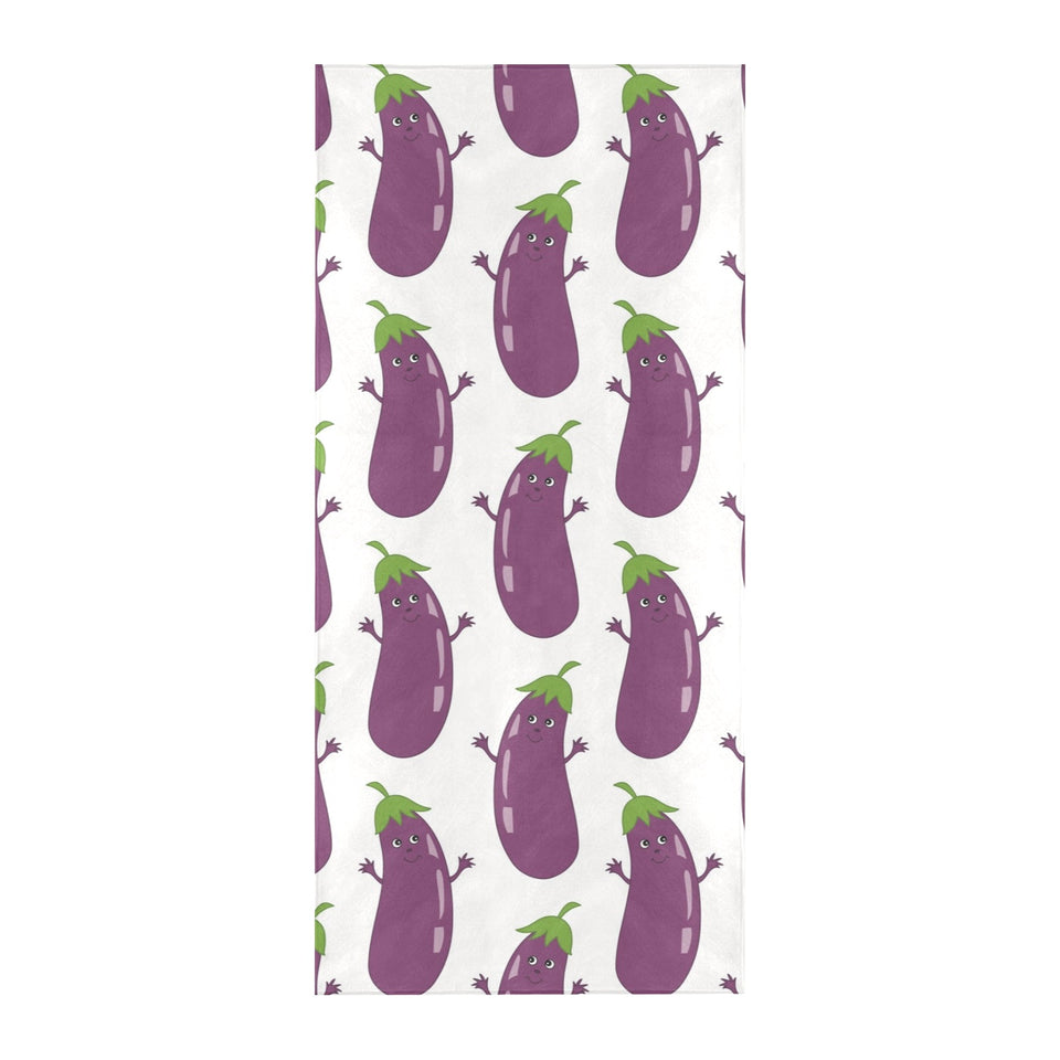 Eggplant Pattern Print Design 01 Beach Towel
