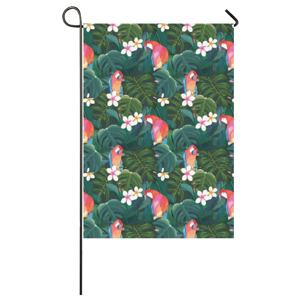 Parrot Palm tree leaves flower hibiscus pattern House Flag Garden Flag