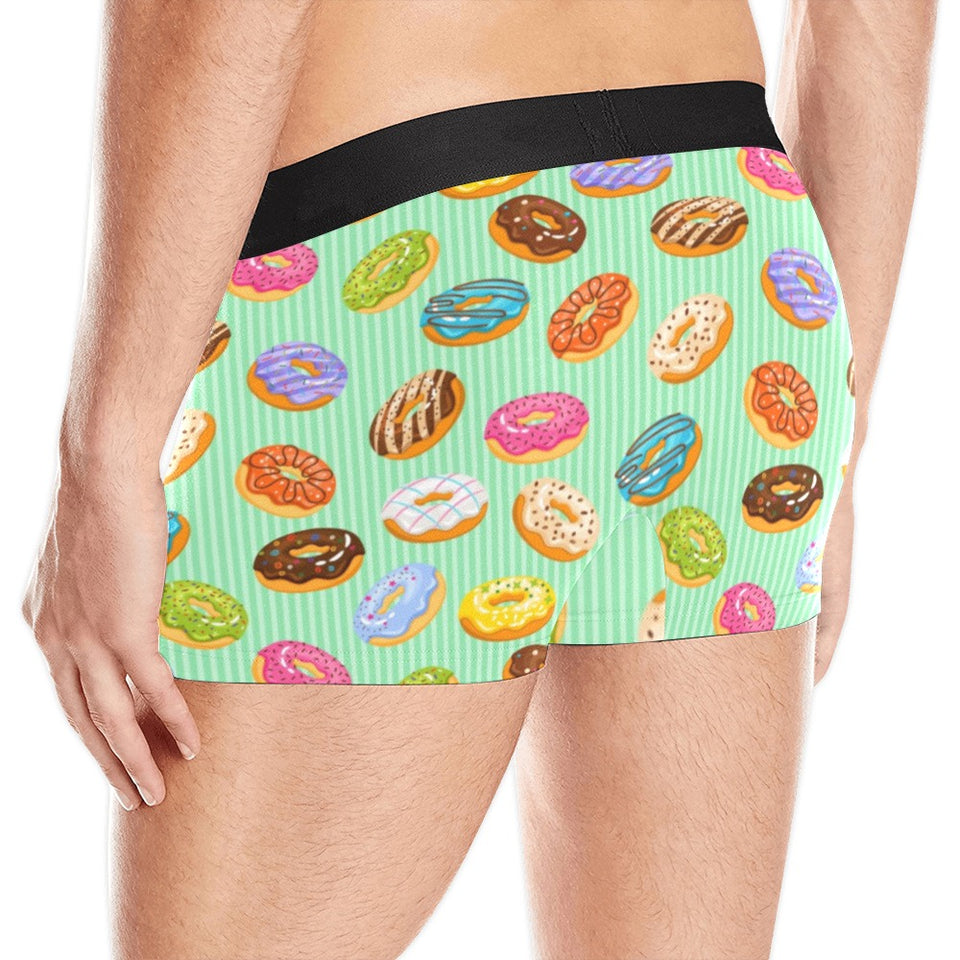 Colorful donut pattern green background Men's All Over Print Boxer Briefs Men's Underwear