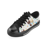 Cute Chihuahua dog pattern Men's Low Top Canvas Shoes Black