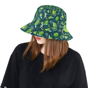 Lime ice flower pattern Unisex Bucket Hat