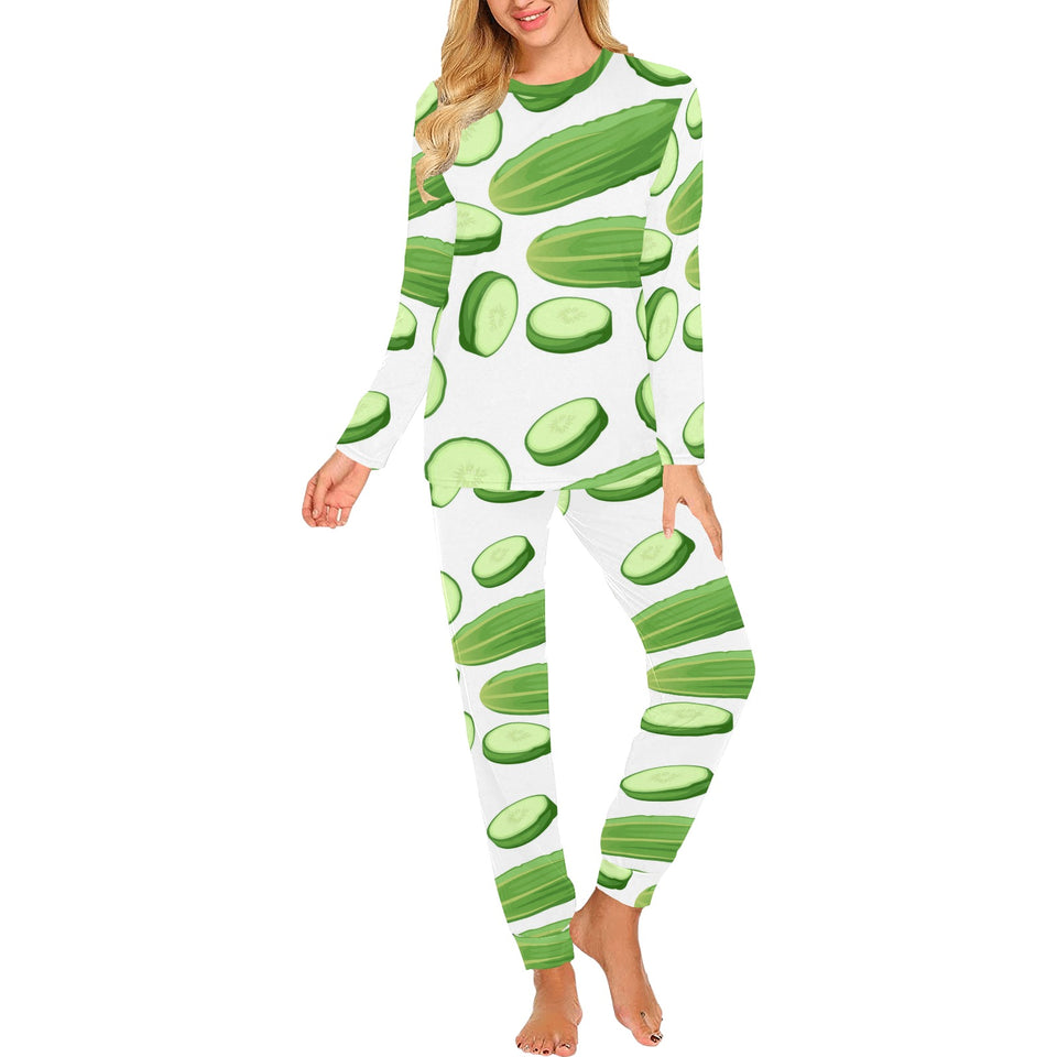 cucumber whole slices pattern Women's All Over Print Pajama Set