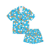 Rainbows Sky Clouds Pattern Kids' Boys' Girls' V-Neck Short Pajama Set