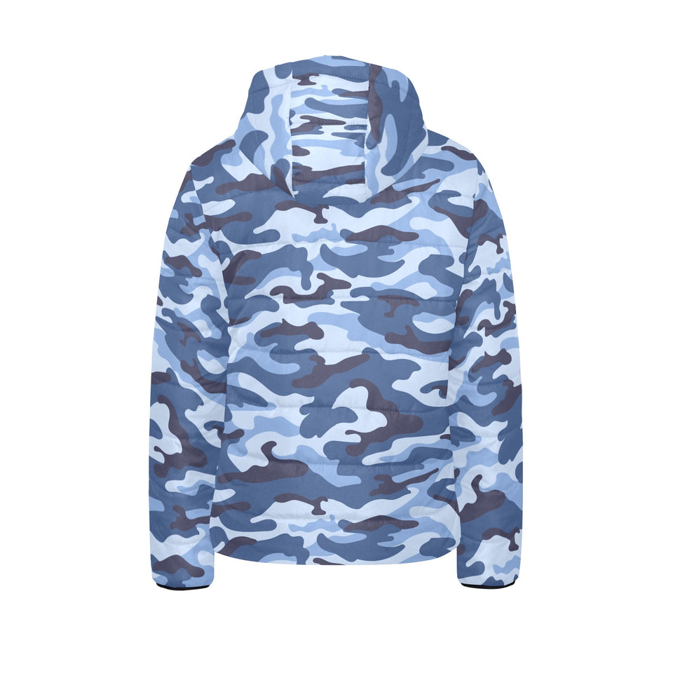 Blue camouflage pattern Kids' Boys' Girls' Padded Hooded Jacket