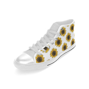 sunflowers design pattern Men's High Top Canvas Shoes White