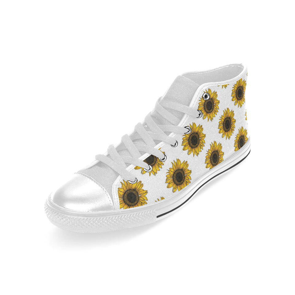 sunflowers design pattern Men's High Top Canvas Shoes White