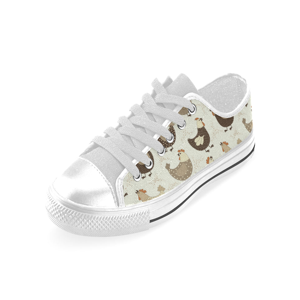 Cute rooster chicken cock Men's Low Top Shoes White