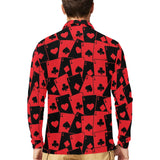Casino Cards Suits Pattern Print Design 02 Men's Long Sleeve Polo Shirt