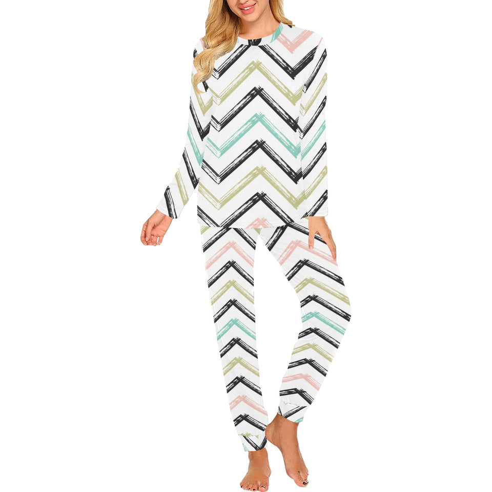 zigzag chevron paint pattern Women's All Over Print Pajama Set