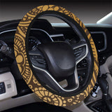 cacao beans tribal polynesian pattern background Car Steering Wheel Cover