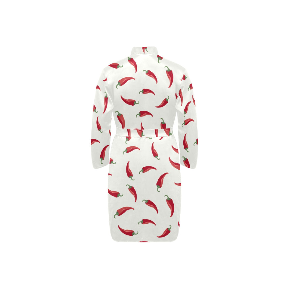 Chili peppers pattern Men's Long Sleeve Belted Night Robe