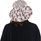 Zebra pink flower background Unisex Bucket Hat