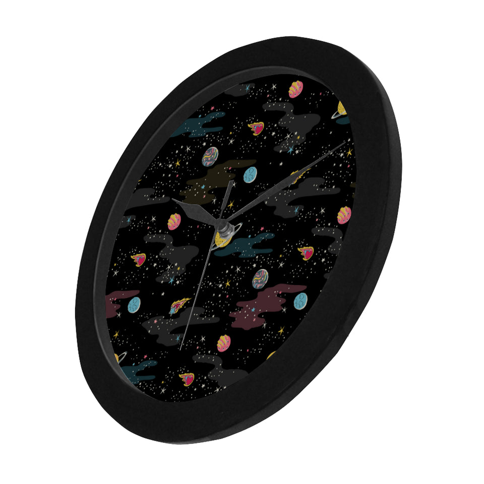 space pattern Elegant Black Wall Clock