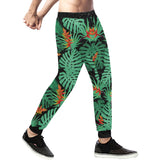 heliconia flower palm monstera leaves black backgr Unisex Casual Sweatpants