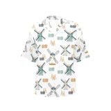 windmill pattern Women's All Over Print Hawaiian Shirt