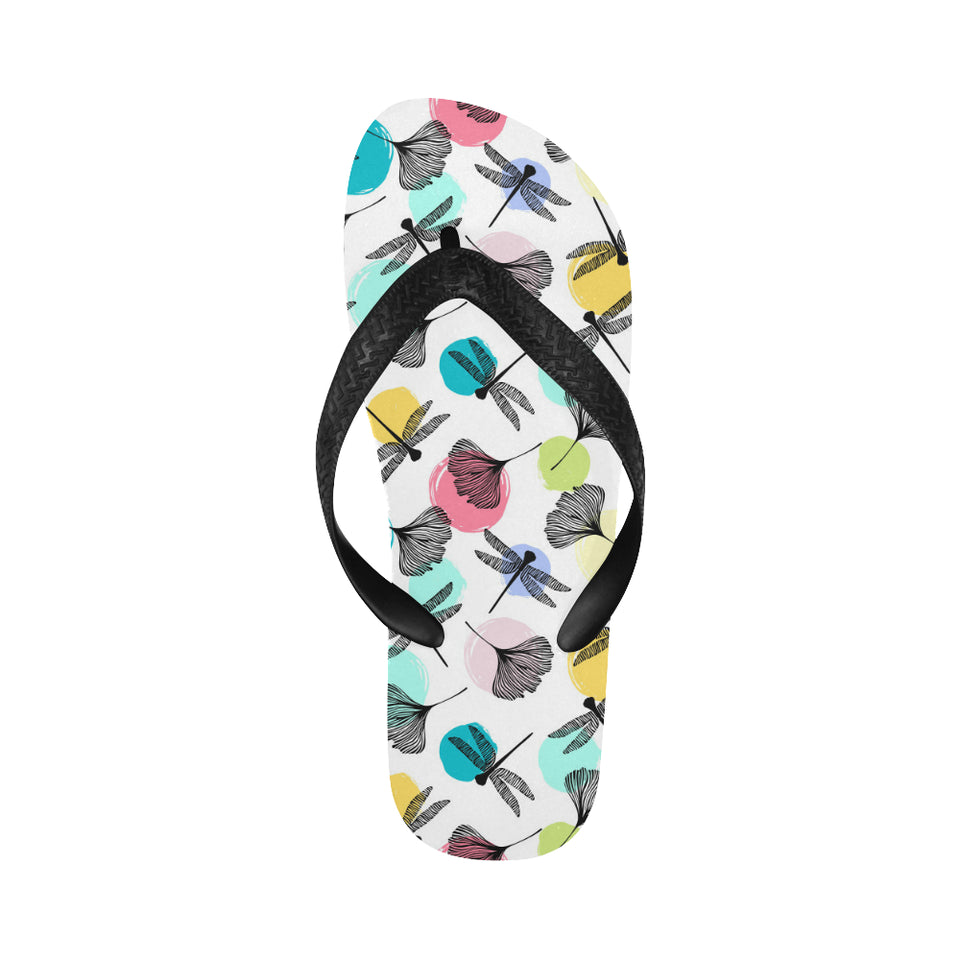 Dragonflies ginkgo leaves pattern Unisex Flip Flops