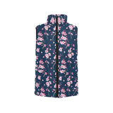 Pink sakura cherry blossom blue background Women's Padded Vest