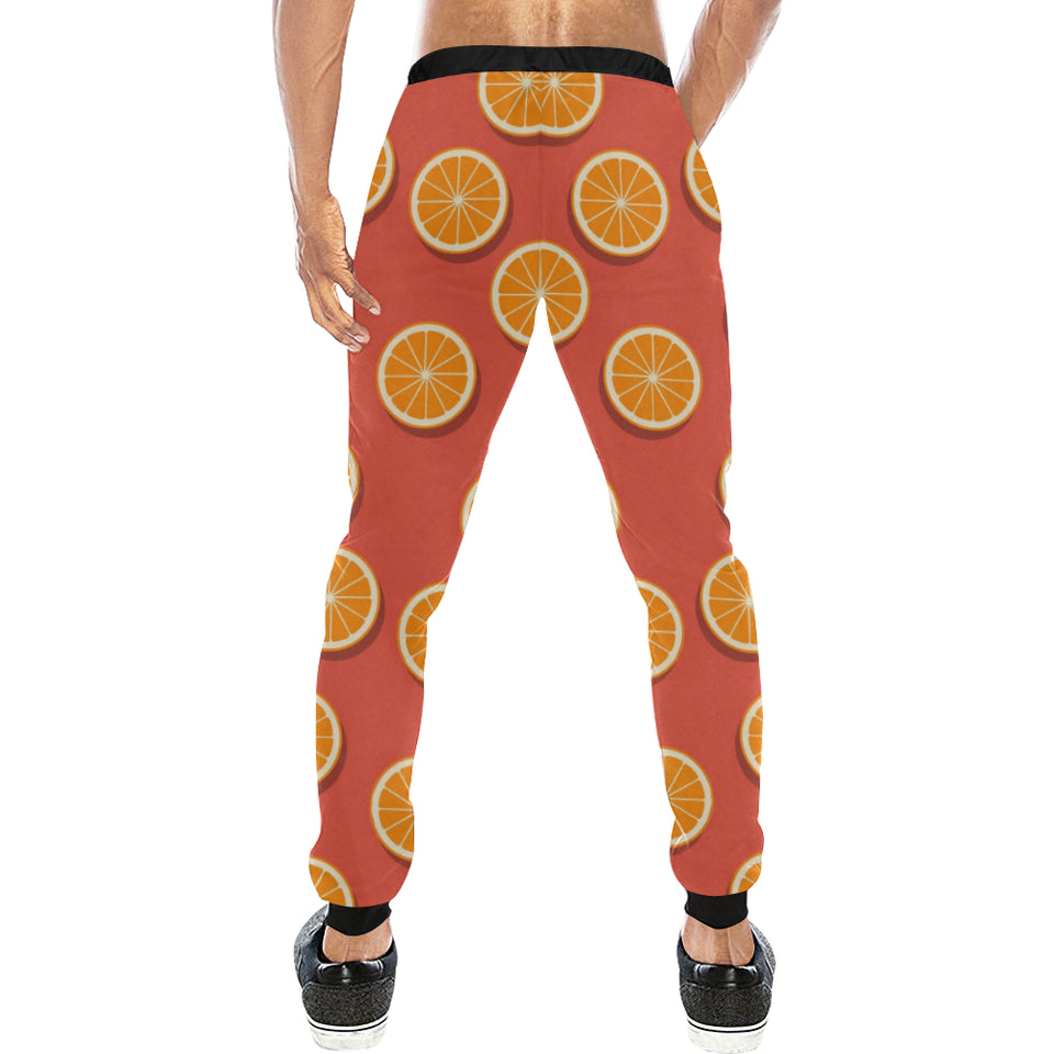 Oranges pattern red background Unisex Casual Sweatpants