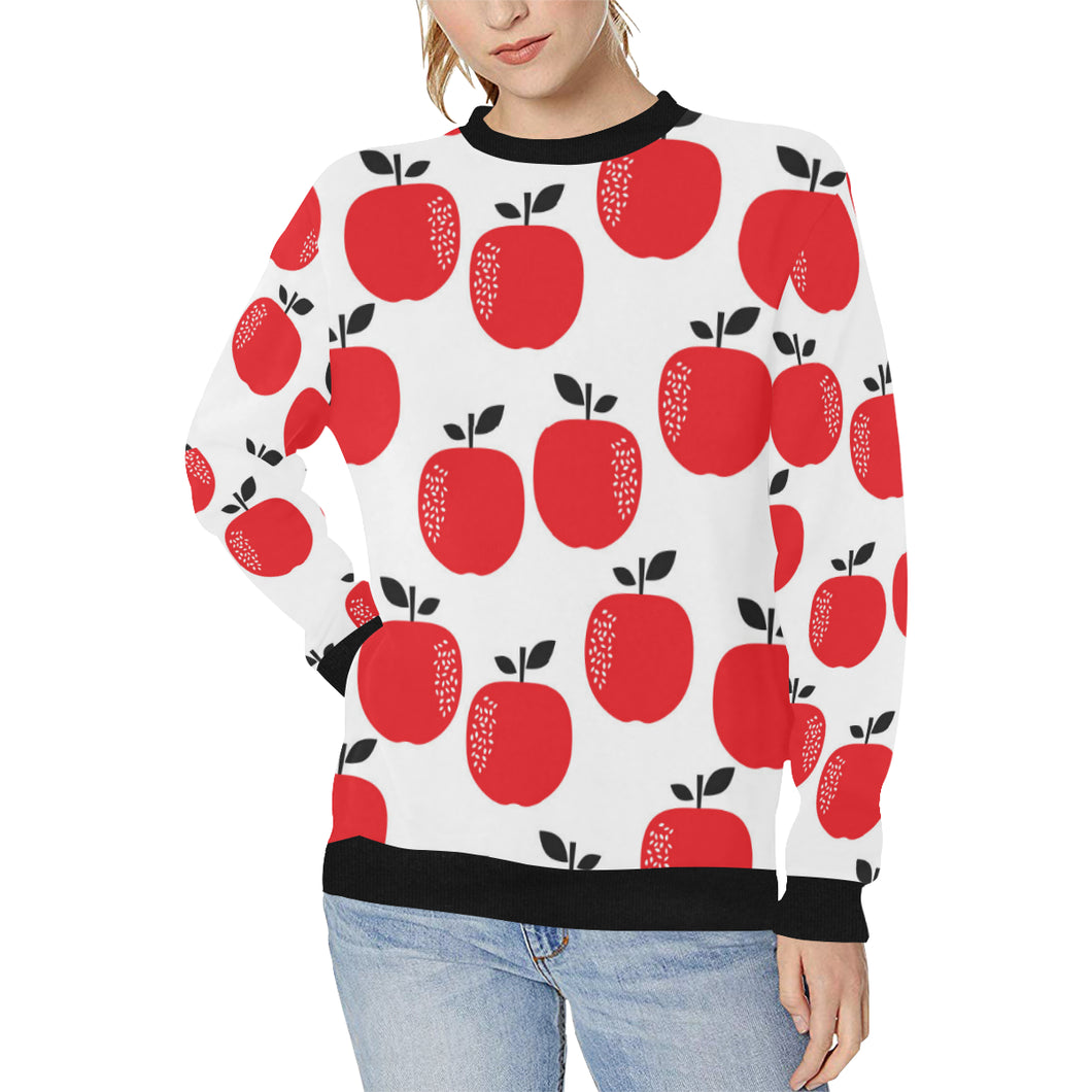 red apples white background Women's Crew Neck Sweatshirt