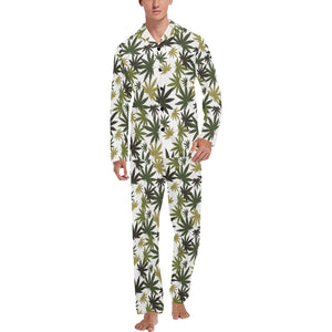 Canabis Marijuana Weed Pattern Print Design 05 Men's Long Pajama Set