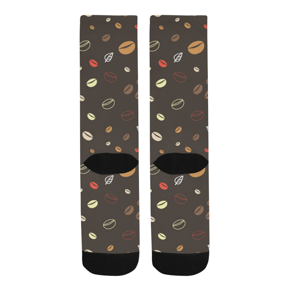 Coffee bean leave pattern Crew Socks