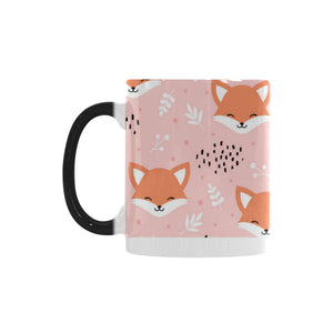 Cute fox pattern pink background Morphing Mug Heat Changing Mug