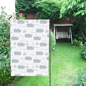 cute rhino heart pattern House Flag Garden Flag