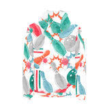 Watercolor bowling pattern Men's Padded Hooded Jacket