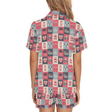 British Pattern Print Design 05 Women's V-Neck Short Pajama Set